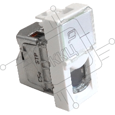 Вставка Mosaic 22.5x45, RJ-45 STP, кат.5e, со шторкой и увеличенным окном маркировки, белая