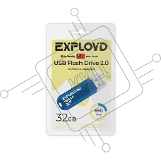 Флешка USB Exployd 650 Blue (EX-32Gb-650-Blue), 32Gb, USB 2.0, R/W 15/8, синий