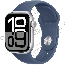 Смарт-часы Apple Watch Series 10 A2997 42мм OLED корпус серебристый Sport Band ремешок синий разм.брасл.:150-200мм