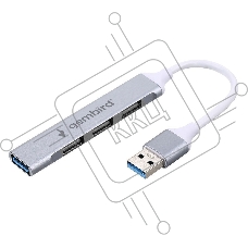 Разветвитель USB3.0/2.0 Gembird UHB-C206, USB3.0, 3xUSB2.0, кабель USB 10см, серебристый металл, пакет