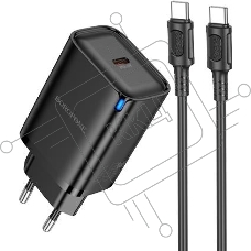 Сетевое зарядное устройство BOROFONE (6941991117534) BA86Aaa 1Type-C 3.0A PD 45W, черный