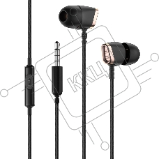 Наушники-гарнитура OLMIO Flame 3.5мм, черные, пластик, с микрофоном и кнопкой ответа
