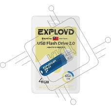 Флешка USB Exployd 650 Blue (EX-4Gb-650-Blue), 4Gb, USB 2.0, R/W 15/8, синий