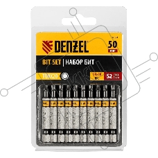 Набор бит Denzel TORX 20х50, сталь S2, шестигранный профиль, 10 шт.
