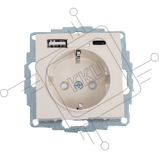 Розетка 16А с USB A+C (5В/2,4А/3 А, 2х5В/1,5А), мех SE AtlasDesign Бежевый