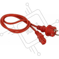 Шнур питания Lanmaster C13-Schuko прямая, 3х0.75, 220В, 10А, красный, 7 метров