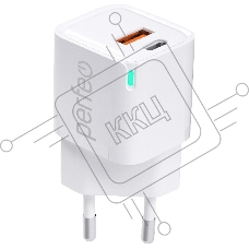 Сетевое зарядное устройство с двумя разъемами PERFEO USB-A+TYPE-C, GaN, 20W, белый (I4652)