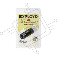 Флешка USB Exployd 650 Black (EX-64Gb-650-Black), 64Gb, USB 2.0, R/W 15/8, черный