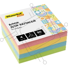 Блок для записей бумажный Silwerhof Daily Премиум 90х90х45мм, 80 г/м2, 4 цвета в упаковке