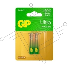 Алкалиновые батарейки GP Ultra Alkaline G-Tech 24А AАA - 2 шт. на блистере