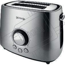 Тостер Gorenje T1000E серебристый/чёрный, 1000 Вт, 2 слота