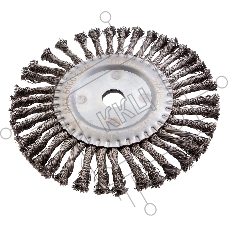 Щетка для УШМ Denzel 200 мм, плоская, крученая нержавеющая проволока 0,5 мм, посадка 22,2 мм