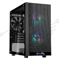 Компьютерный корпус Silverstone SST-PS15B-PRO Precision Mini Tower Micro ATX Computer Case, tempered glass, 2x 120mm ARGB, 1x ARGB Controller, black
