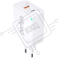 Сетевое зарядное устройство с двумя разъемами PERFEO USB-A+TYPE-C, GaN, 45W, белый (I4654)