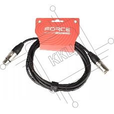 Кабель микрофонный FORCE FMC-05/3XLR (M) - XLR (F), высококачественный балансный, малошумящий с проводниками из безкислородной меди OFC, диаметр 6 мм, профессиональные металлические разъемы, длина 3 м, цвет черный