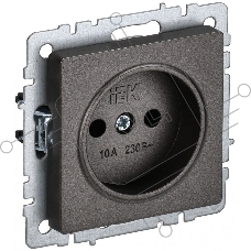 Розетка 1-местная IEK BRITE РС10-1-0-БрТБ без заземления, без защитных шторок, 10А, темная бронза