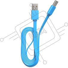 Кабель Maxvi MC-02LF blue USB-A - Type-C, 2A Плоский кабель, ток макс. нагрузки 2А, макс. напряжение 5V; стандарт USB 2.0; длина разъема Type-C 10 мм, длина 1м, материал PVC, синий