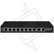 Неуправляемый коммутатор Trassir TR-NS1410-120-8POE с 8 PoE портами (10/100/1000 Мбит/с (Base-T)) 2 Uplink (10/100/1000 Мбит/с (Base-T)), стандарты PoE EEE802.3af, EEE802.3at, EEE802.3bt, максимальная мощность на порт 90Вт, общая - 120 Вт.