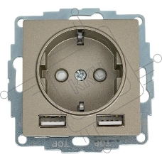 Розетка SE AtlasDesign Шампань SO + USB A+A, 5В/2,4А, 2х5В/1,2А, механизм