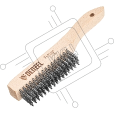 Щетка зачистная Denzel 5-и рядная, прямая проволока из нержавеющей стали с деревянной ручкой, EFP