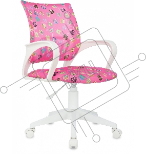 Кресло детское Бюрократ BUROKIDS 1 W розовый сланцы крестов. пластик пластик белый