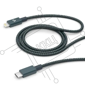 Дата-кабель Deppa USB-C - Lightning, MFI, алюминий/нейлон, 3A, 1.2м, графит