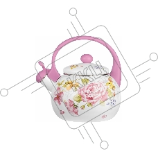 Чайник для плиты LR00-20 LARA (эмаль) PINK 2.5л, индукционное дно, свисток, автоподъем крышки