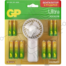 Батарея GP Ultra 15AU/24AU/FANWETA21-2CRSBC24 AA/AAA (промо:Вентилятор в подарок) (24шт) блистер