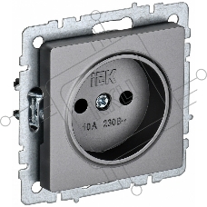 Розетка 1-местная IEK BRITE РС10-1-0-БрС без заземления, без защитных шторок, 10А, сталь
