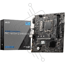 Материнская плата MSI PRO H610M-G WIFI DDR4, Socket LGA 1700, Intel H610, 2xDDR4, 4xSATA, 1xM.2, 1xPCIe 4.0 x16, 1xPCIe 3.0 x1, 1xHDMI, 1xDP, 1xVGA, 1x 1Gb LAN, 4xUSB-A 2.0, 2xUSB-A 5Gbps, 3x3.5 мм, 7.1, mATX
