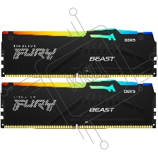 Оперативная память Kingston FURY Beast Black RGb, DDR5, 32Gb (2x16 Gb), 6000 MHz, CL30, радиатор, RGb, черный