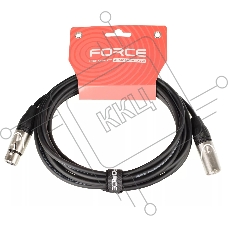 Кабель микрофонный FORCE FMC-05/4.5XLR (M) - XLR (F), высококачественный балансный, малошумящий с проводниками из безкислородной меди OFC, диаметр 6 мм, профессиональные металлические разъемы, длина 4,5 м, цвет черный