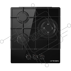 Варочная поверхность Kuppersberg FG 40 B, газ, High-Tech, 45 см, автоматический электроподжиг, газ-контроль, SABAF конфорки, чугунные решетки, WOK конфорка, цвет черное стекло, цвет фурнитуры черный