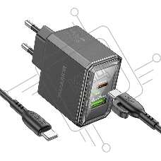Сетевое зарядное устройство BOROFONE (6941991110689) BAS32A 1USB+1Type-C 3.0A QC3.0 PD 30W, черный