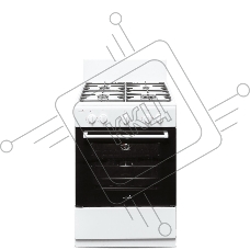 Плита газовая CEZARIS ПГ 3200-07 белый, конфорок 4 шт, духовка 59 л, 60 см x 85 см x 60 см