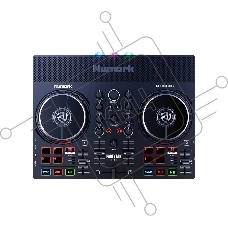 Контроллер DJ [PARTYMIXLIVEXEU] Numark [Party Mix Live] 2-х канальный, 2 сенсорных джога, 24-битный аудиоинтерфейс, 3,5 мм стерео выход, выход на наушники, встроенные динамики, RGB лампы, ПО Serato DJ Lite