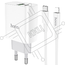 Сетевое зарядное устройство HOCO (6931474740526) C80A RAPIDO PD+QC3.0 + кабель 8PIN-TYPE-C белый