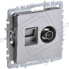Розетка двойная TV+RJ45 IEK Brite РТВ/РК12-БрА (BR-AK20-1-K47) кат.5E алюминий