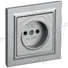 Розетка IEK BRITE РСР10-1-0-БрА BASE без з/к/ш 10А в сборе, алюминий