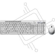 Комплект беспроводной Genius Smart KM-8230 WHITE, клавиатура+мышь, USB, 1 мини-ресивер на оба устройства. Клавиатура: 104 клавиши кнопка SmartGenius, клавиши т