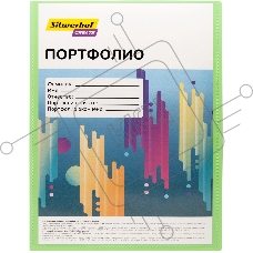 Папка-портфолио с 40 прозрачными вкладками Silwerhof Create SCR-P40GRN A4, пластик, 0.7мм, карман на лицевой стороне, зеленый