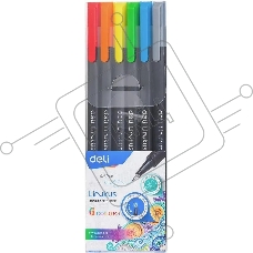 Набор ручек капиллярных Deli Linkus (EQ900-06), d=0.45мм, ассорти чернила, игловидный пишущий наконечник, линия 0.45мм, 6 цветов