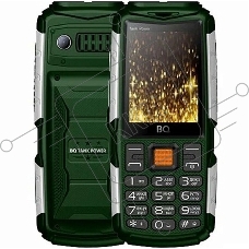 Мобильный телефон BQ 2430 Tank Power Green&silver 2.4” 240x320/32+32Mb/BT/2Sim/microSD/0.3Mp/4000mAh/Powerbank