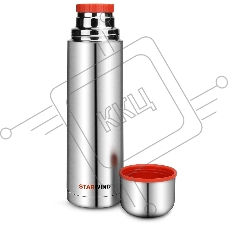 Термос Starwind 10-1000 1 л. серебристый/красный, картонная коробка