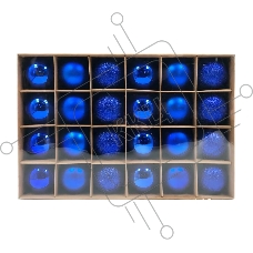 Набор елочных шаров Winter Glade пластик, 6 см, 24 шт, синий микс, 6024G004