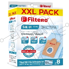 Пылесборники Filtero SIE 01 XXL PACK Экстра, пятислойные, 8 шт., для пылесосов Bosch, SIEMENS, CONTI, KARCHER, SHIVAKI, Ufesa