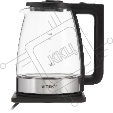 Чайник электрический Vitek VT-WK1071 1.7л. 1800Вт черный/серебристый корпус: стекло