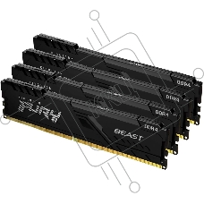 Оперативная память Kingston Fury Beast, DDR4, 64GB (4x16GB), 3600MHz, CL18, радиатор, чёрный