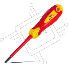 Диэлектрическая крестовая отвертка Deli DL514080 PH1х80мм сталь Cr-V, сертификат VDE для работ под напряжением до 1000 В
