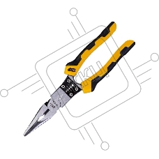 Удлиненные плоскогубцы многофункциональные Deli DL101008 220мм, (зажим/резка/зачистка/обжим), сталь Cr-V, двухкомпонентная рукоять